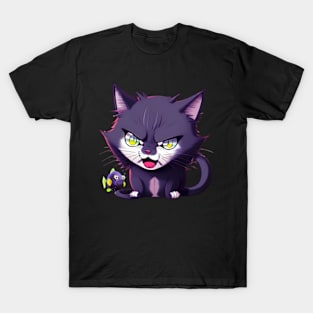 Angry cat with fish T-Shirt